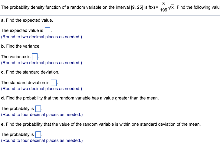 Solved The Probability Density Function Of A Random Varia Chegg Com