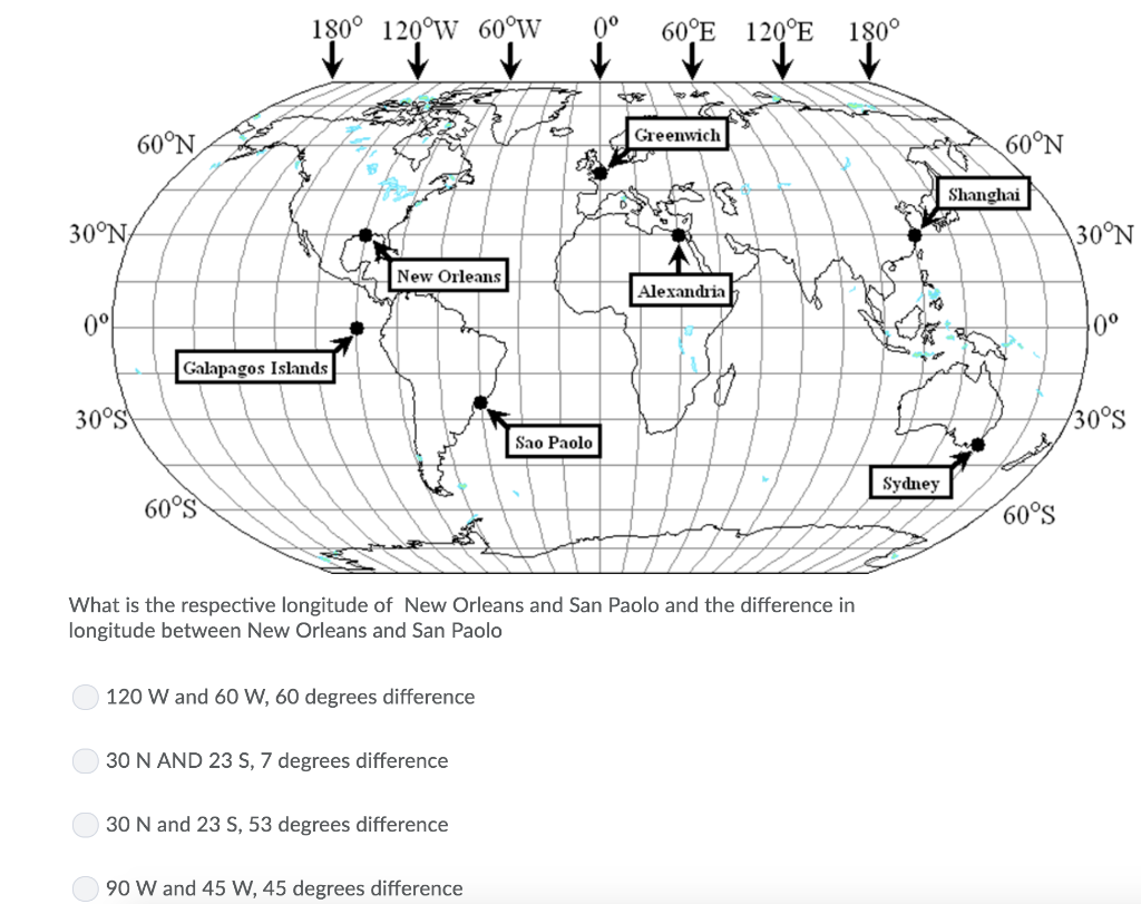 Solved 180 1 W 60 W 0 60 E 1 E 180 Greenwich 60 N 60 N Chegg Com