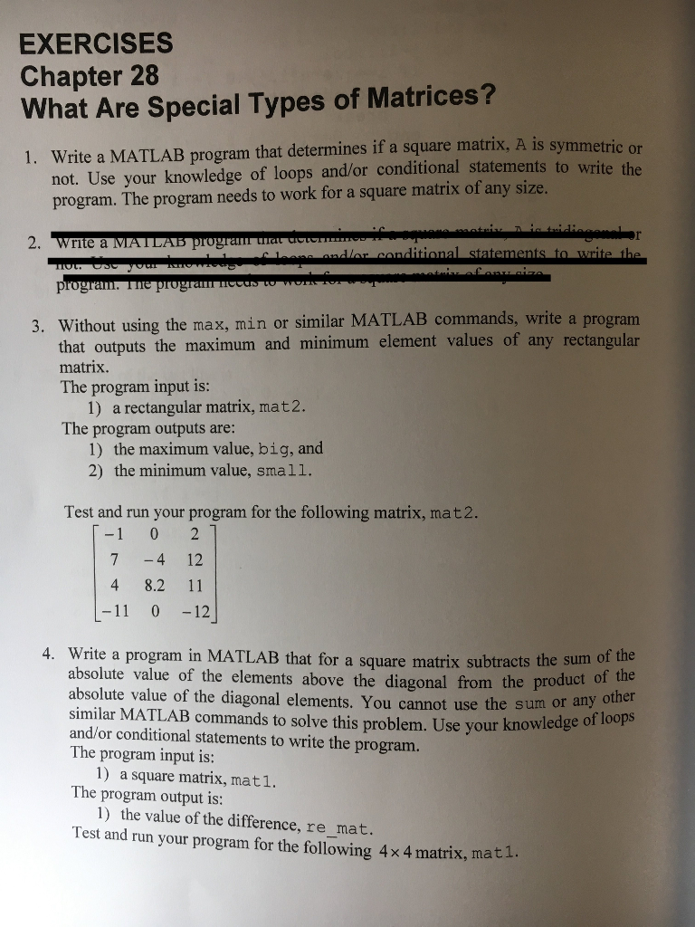 What Chapter Are Types EXERCISES 28 Special ... Of Mat