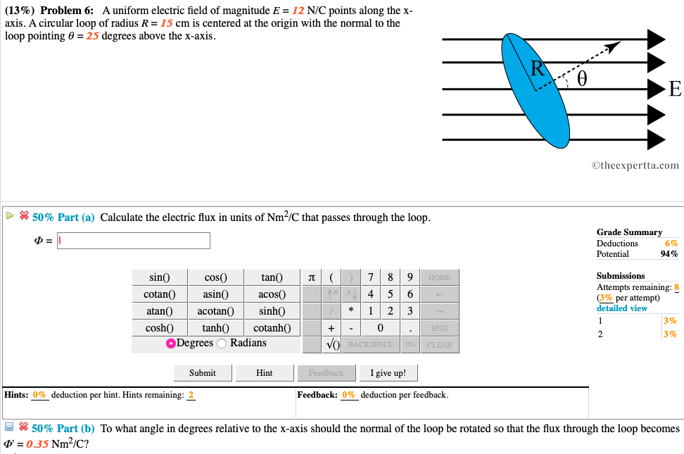 Solved 13 Problem 6 A Uniform Electric Field Of Magni Chegg Com