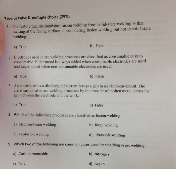 Object moved welding process mcq 