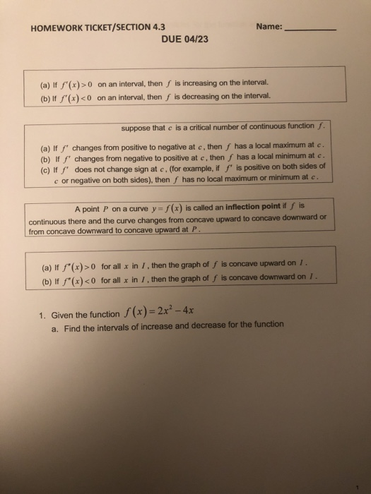 Name Homework Ticket Section 4 3 Due 04 23 A If Chegg Com