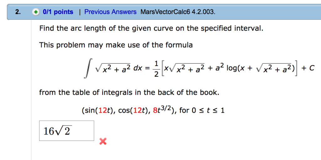 Solved 2 0 1 Points Previous Answers Marsvectorcalc6 4 2