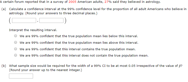 confidence interval examples with answers