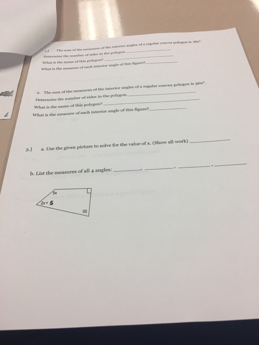 Solved The Sum Of The Measures Of The Interior Angles Of