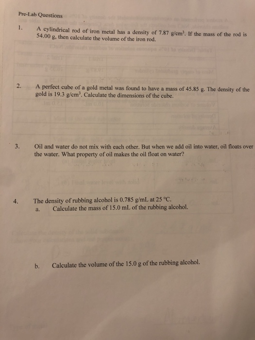 Solved Pre Lab Questions 1 A Cylindrical Rod Of Iron Met Chegg Com