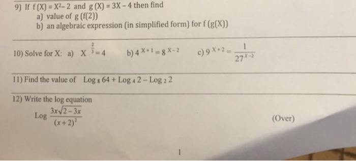 If F X X 2 2 And G X 3x 4 Then Find A Chegg Com