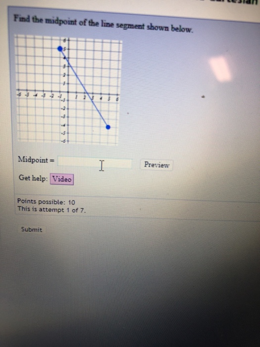 Solved Find the midpoint of the line segment shown below | Chegg.com