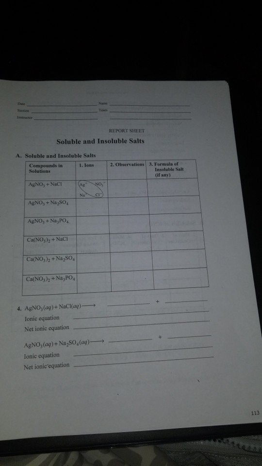 Section Teim Instructoe Report Sheet Soluble And Chegg Com