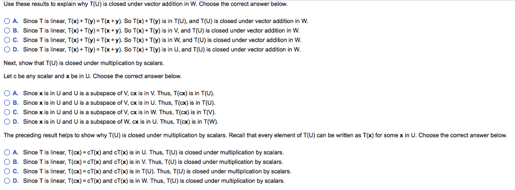 Why the proof of closure under addition in Linear Map is $(T+S)(u+