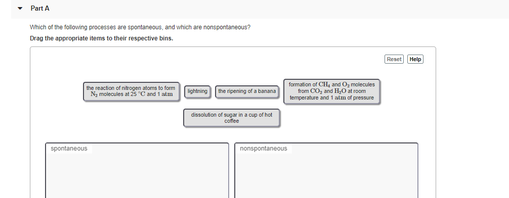 Solved Part A Which Of The Following Processes Are Sponta