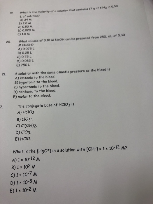 Solved 50 19 What Is The Molarity Of A Solution That Con Chegg Com