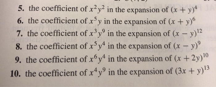 5 The Coefficient Of X2y2 In The Expansion Of X Chegg Com