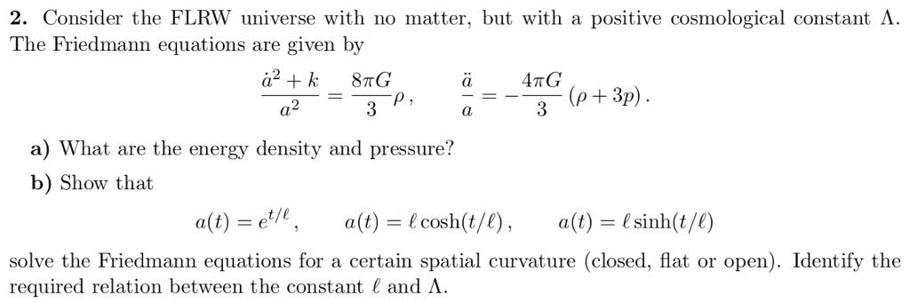 Solved 2 Consider The Flrw Universe With No Matter But Chegg Com