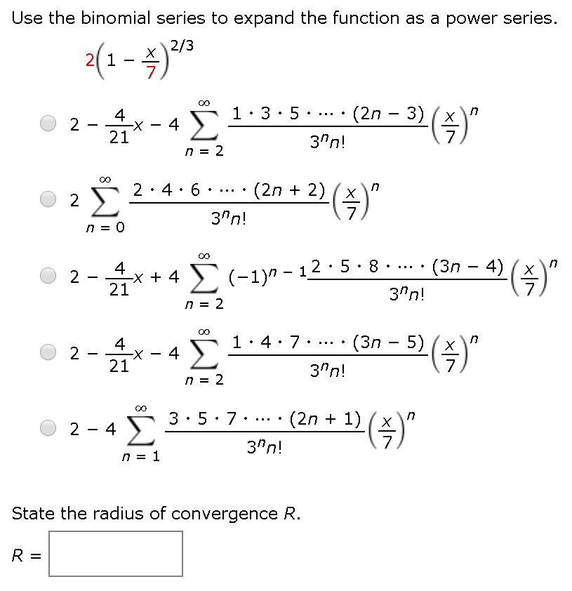 Use The Binomial Series To Expand The Function As A Chegg Com