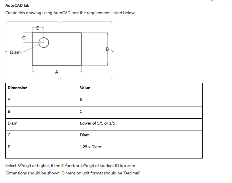 Solved Autocad Lab Create This Drawing Using Autocad And Chegg Com