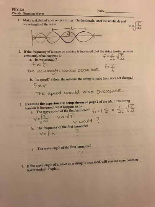 Solved PHY 221 Prelab: Standing Waves Name 1. Make a sketch 