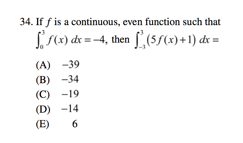 Solved 34 If F Is A Continuous Even Function Such That Chegg Com