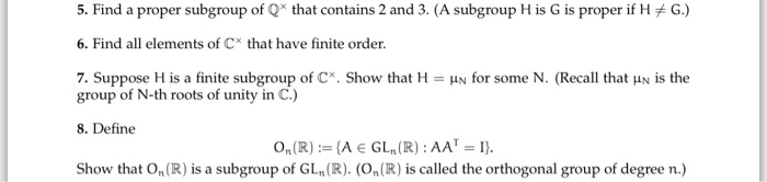 Solved Find A Proper Subgroup Of Q X That Contains 2 And Chegg Com