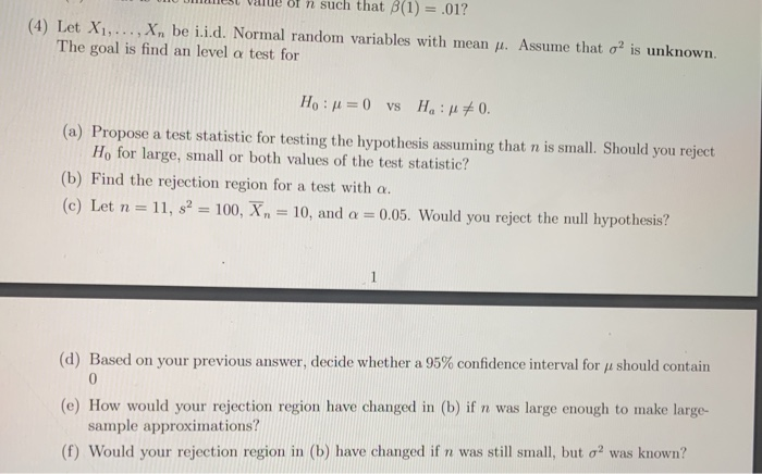 Solved Liest Value Of N Such That B 1 01 4 Let Xi Chegg Com