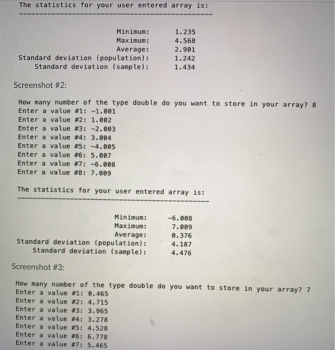 statistics arrays bluej program