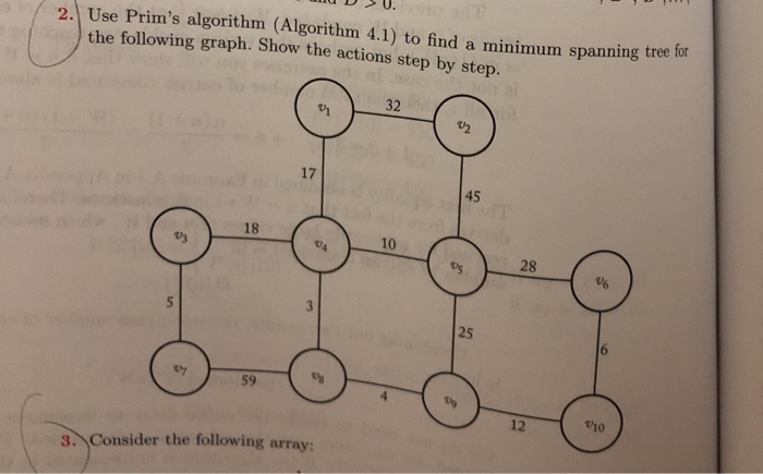 2 U OR (grtn di)to fite D0 the following graph. Show the actions step by step. 32 17 45 18 10 28 25 59 12 . Consider the foll