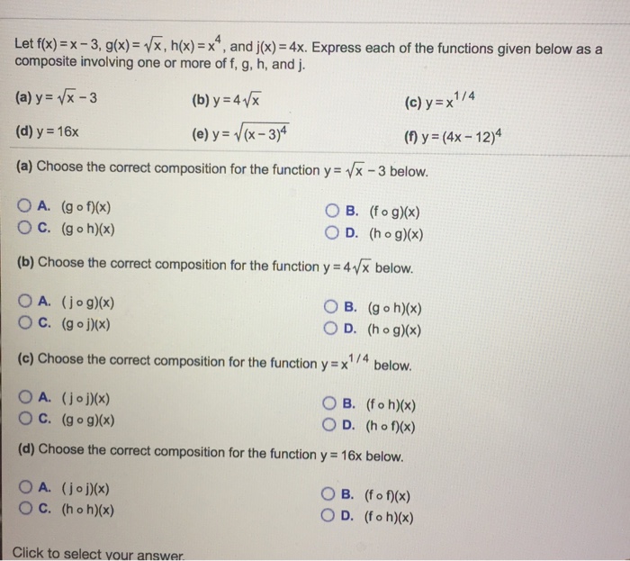 Let F X X 3 G X Yx H X X4 And J X 4x Express Chegg Com