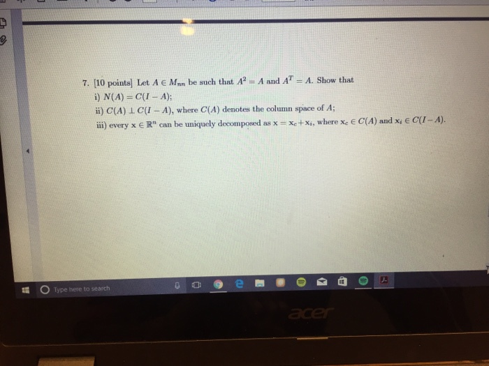 Solved 6 10 Points Let Ber Be A Nonzero Vector Show Chegg Com