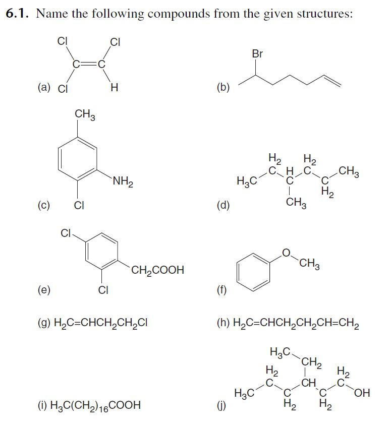 Solved 6 1 Name The Following Compounds From The Given S Chegg Com