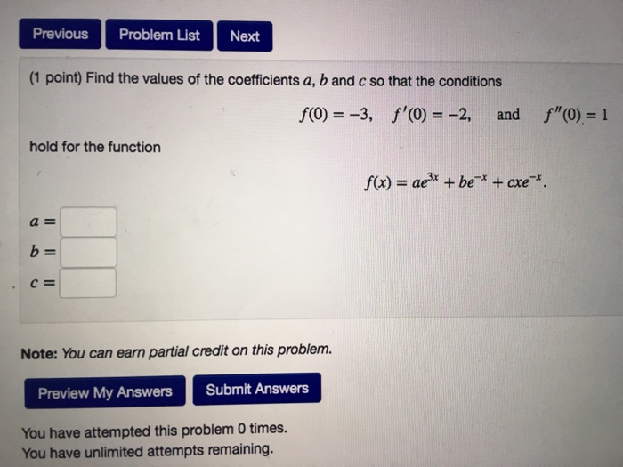 Solved Find The Values Of The Coefficients A B And C So Chegg Com
