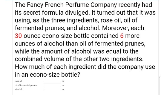 Solved The Fancy French Perfume Company recently had its