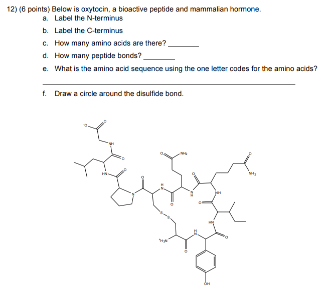 Download Solved: Below Is Oxytocin, A Bioactive Peptide And Mammali ...