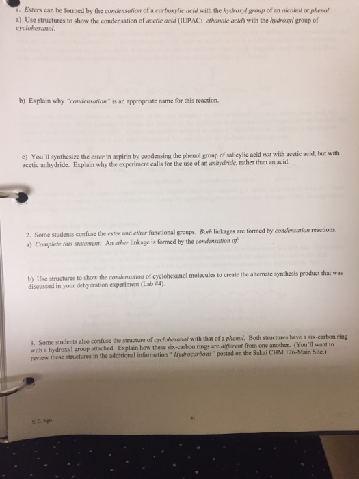 condensation reaction between alcohol and carboxylic acid