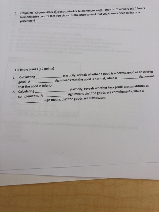 Solved 2 10 Points Choose Either 2 Rent Control Or 2
