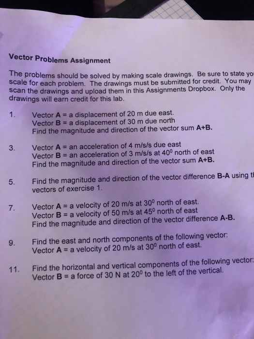 Vector Problems Assignment The problems should be | Chegg.com
