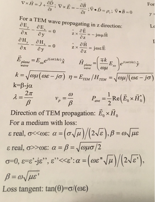 Solved A Plane Electromagnetic Wave With E E O And H Chegg Com