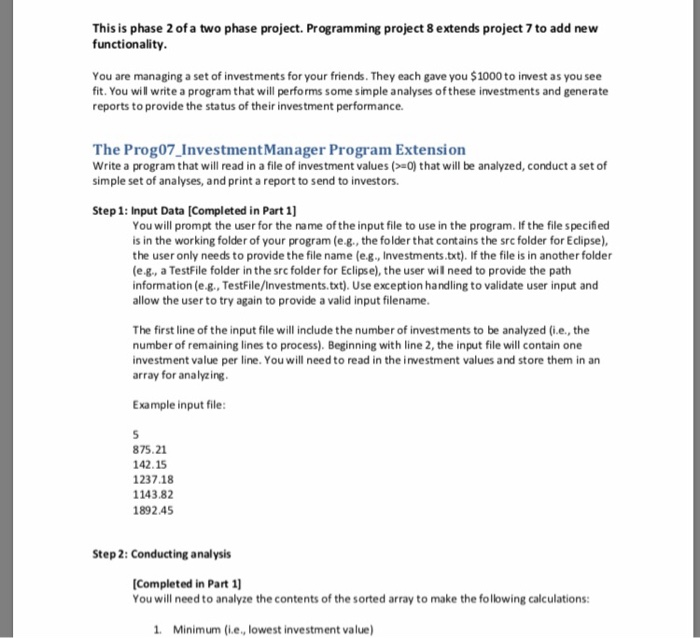 This is phase 2 of a two phase project. Programming project 8 extends project 7 to add new functionality 

<div class=