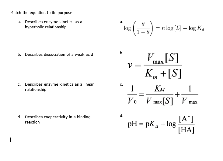 Solved Match The Equation To Its Purpose A Describes En Chegg Com