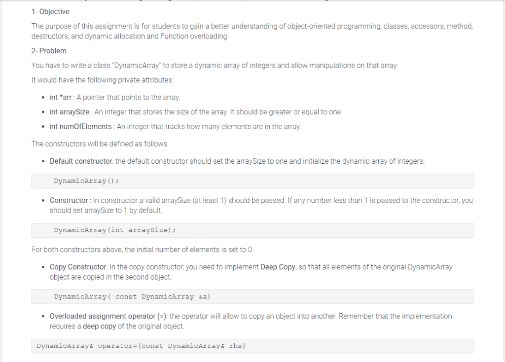 1-Objective The purpose of this assignment is for students to gain a better understanding of object-oriented programming, cla