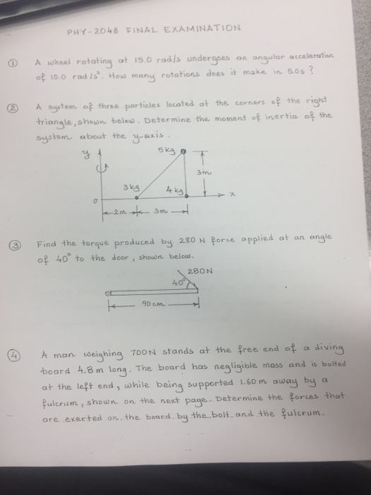 Solved: PHY-204& FINAL EXAMINATION A Wheal Rotating At 15.... | Chegg.com