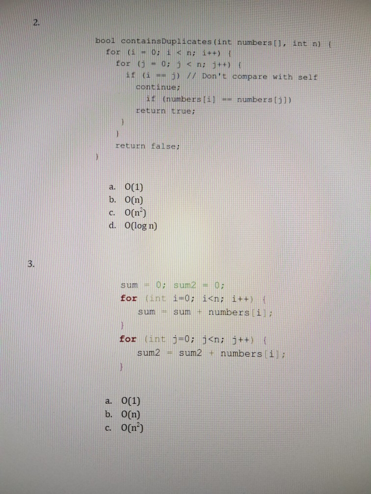 Solved 1 Choose The Equivalent Big O Notation For The Gi Chegg Com