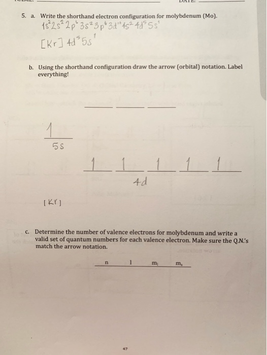 5 Write The Shorthand Electron Configuration For Chegg Com