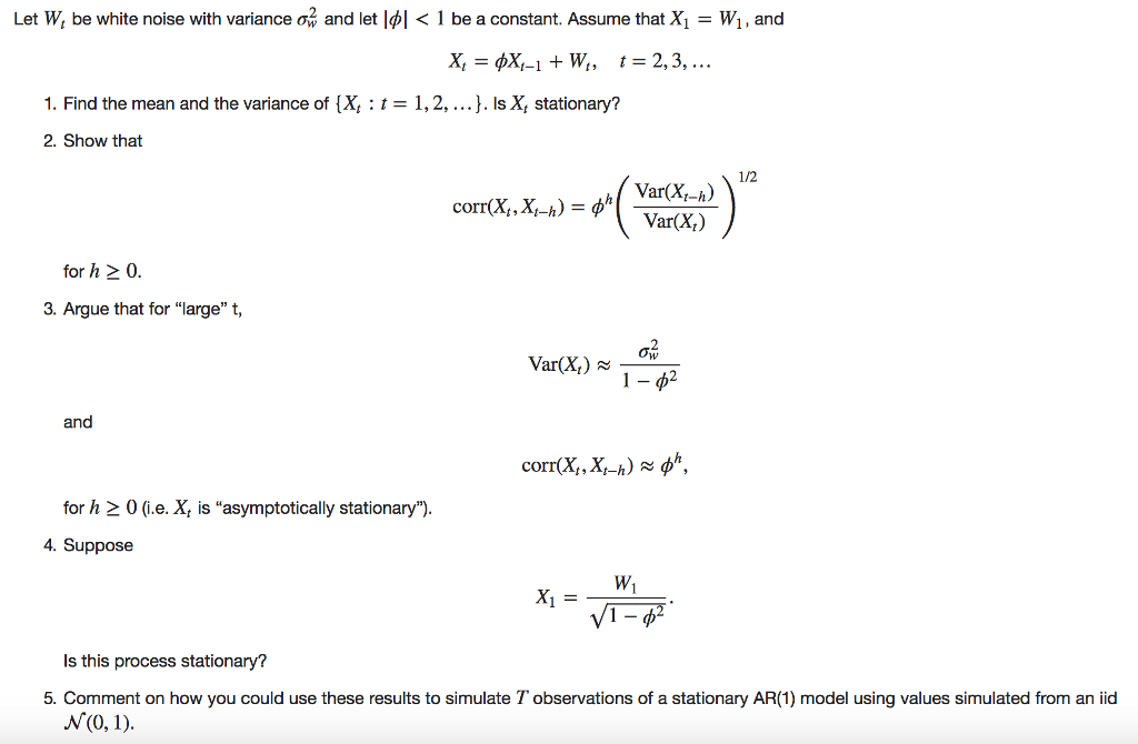 Solved Let W, be white noise with variance ơ, and let l ф|