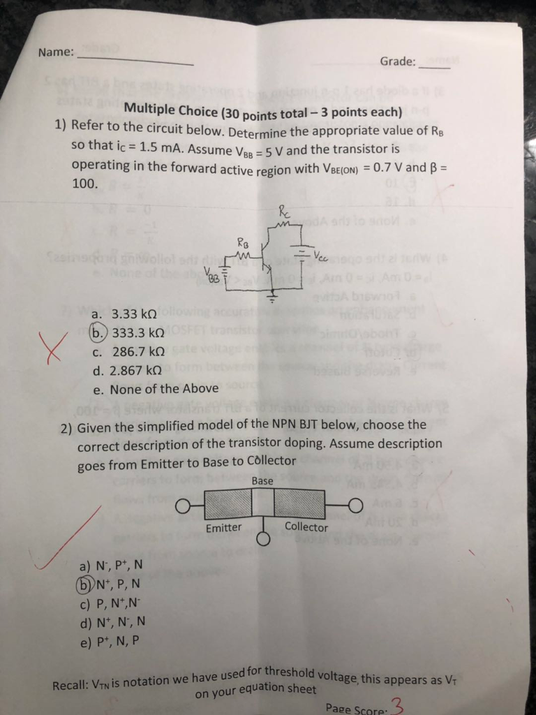Solved Analog Electronics Retake Questions Please Give M Chegg Com