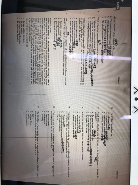 12. The peobien Vaness faced was d company of worker by separeion of management froth ownenhip and 14. Which of the fellowing best new cell phons. This is n d Merger a produst marke Wander Record Company, was tying to to help find a the legal-pouideal dimension