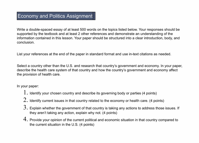 Solved Economy And Politics Assignment Write A Double Spa Chegg Com