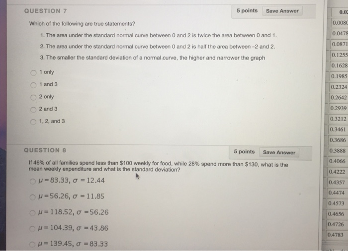 Choose true false statements