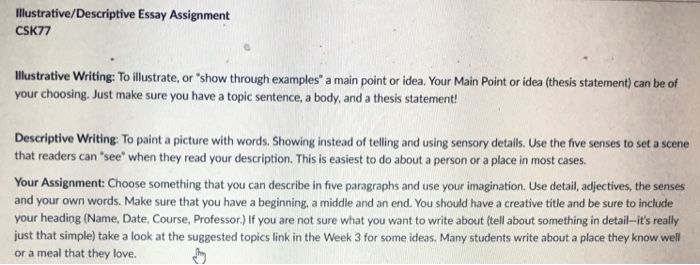 descriptive paragraph topic sentence