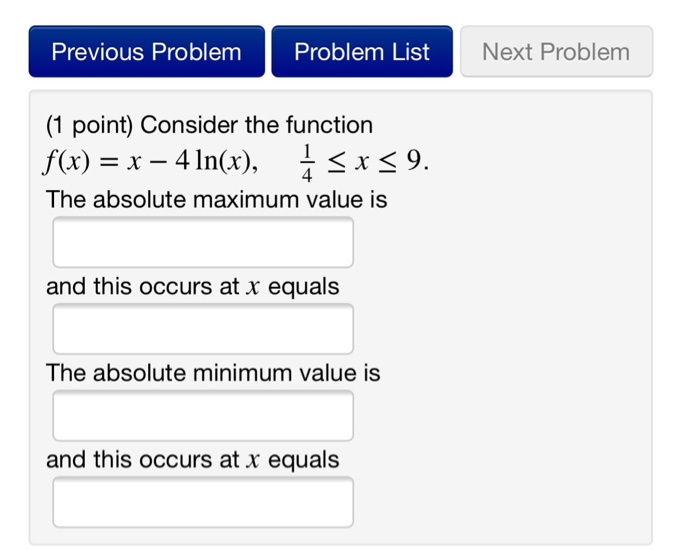 Solved Previous Problem Problem List Next Problem 1 Poin Chegg Com