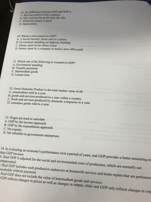 Solved 29 The Difference Between Gdp And Ndp Is A Who H - 29 t!   he difference between gdp and ndp is a who has control of the